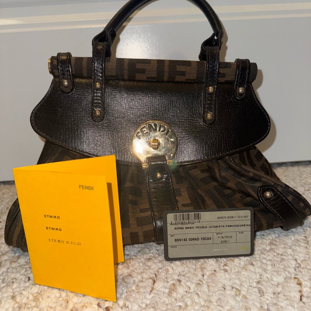 Fendi Brown and Black Satchel with Iconic Monogram - Picture 10 of 11